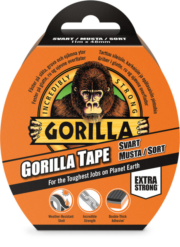 GORILLA TAPE LERRET-SVART 11MX48MM